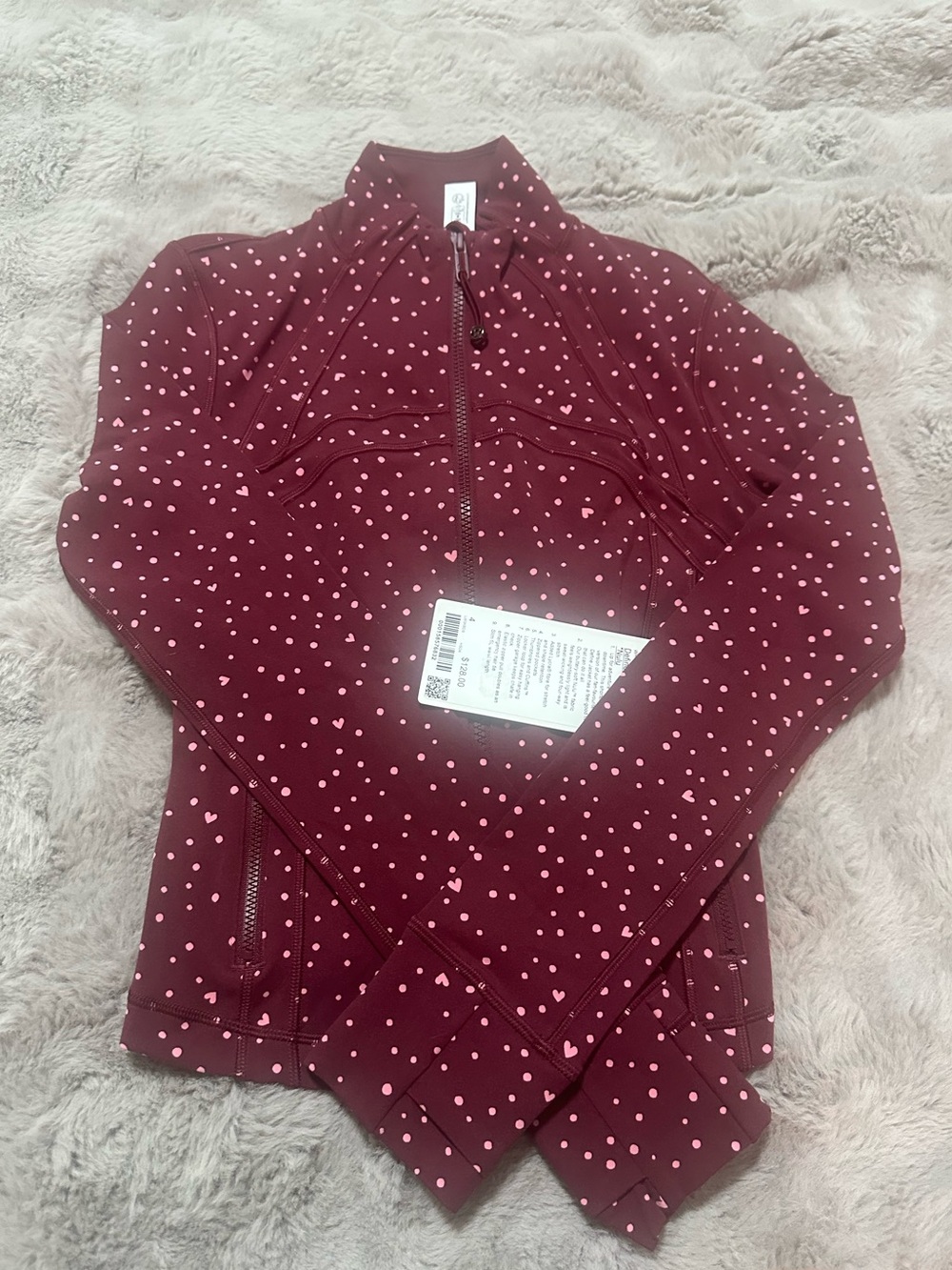 NWT Lululemon Define Cropped Jacket*Nulu Heart SCATTER Candy Cloud Burgundy Bay